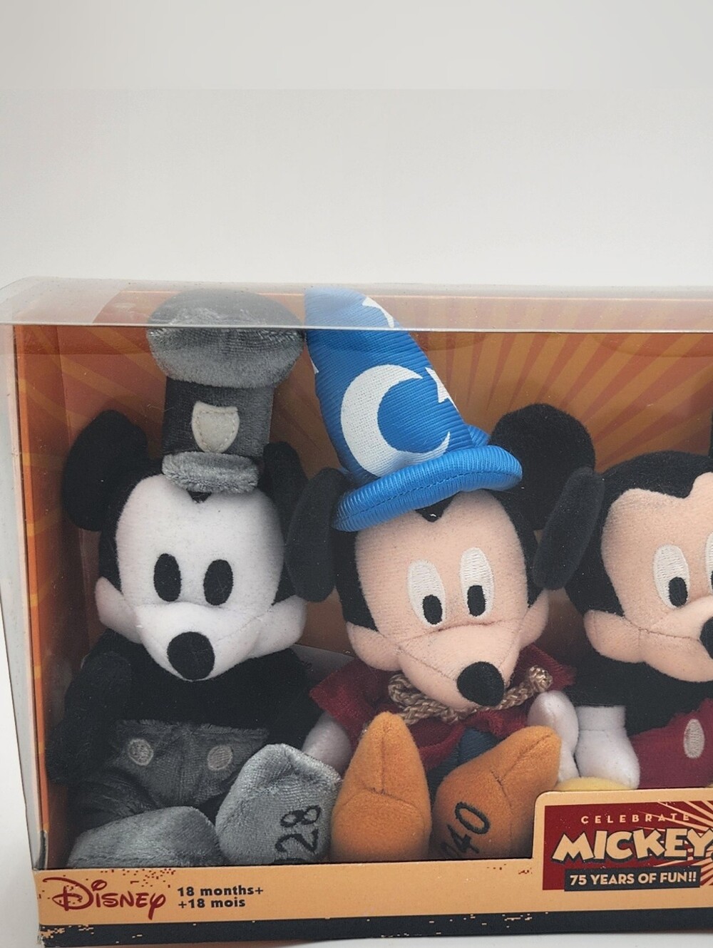 ⚫️🔴Mickey Mouse Celebrate Mickey 75 Years Set of 3 Plush 2003 DISNEY🔴⚫️